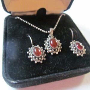 set Carnelian Sterling Silver Jewelry Set Carnelian necklace Carnelian earrings